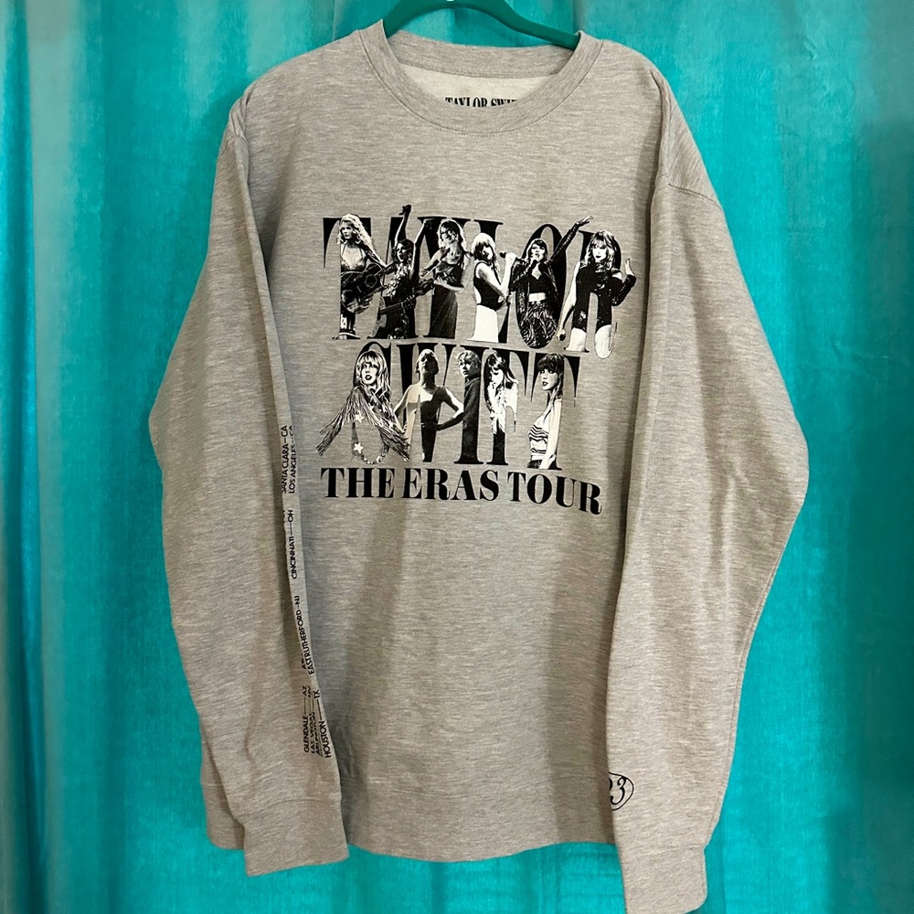 Original Taylor Swift The Eras Tour Gray Fitted Crewneck  Size XL